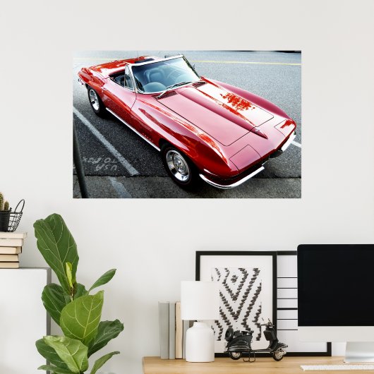 Poster Corvette rouge (Bureau à domicile)