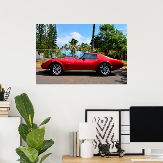 Poster Corvette rouge Chevy (Bureau à domicile)