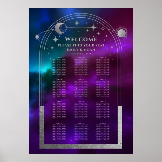 Poster Cosmétique violet Turquoise Argent Sun Moon Stars  (Devant)