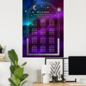 Poster Cosmétique violet Turquoise Argent Sun Moon Stars  (Bureau à domicile)