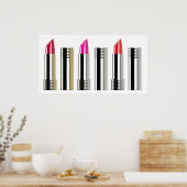 Poster Cosmétologie chrome rouge motif rose (Cuisine)