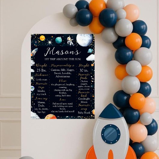 Poster Cosmic Astronaut First Trip Birthday Sign
