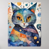 Poster Cosmic Black Cat Art Céleste Chat Magique Esprit (Devant)