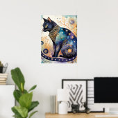Poster Cosmic Black Cat Art Céleste Chat Magique Esprit (Bureau à domicile)
