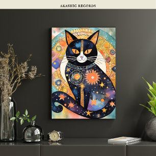 Poster Cosmic Black Cat Art Céleste Chat Magique Esprit