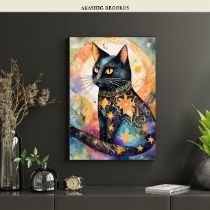 Poster Cosmic Black Cat Art Céleste Chat Magique Esprit