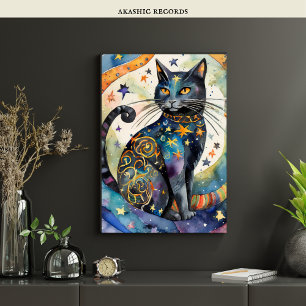 Poster Cosmic Black Cat Art Céleste Chat Magique Esprit
