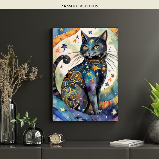 Poster Cosmic Black Cat Art Céleste Chat Magique Esprit