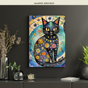 Poster Cosmic Black Cat Art Céleste Chat Magique Esprit