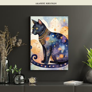 Poster Cosmic Black Cat Art Céleste Chat Magique Esprit