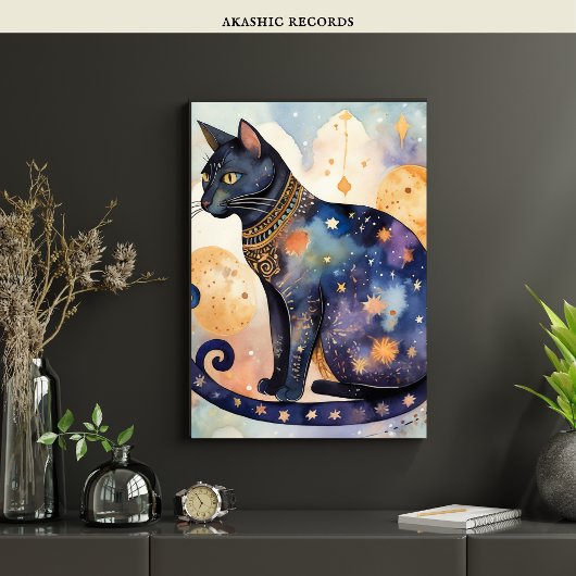 Poster Cosmic Black Cat Art Céleste Chat Magique Esprit