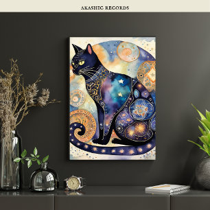 Poster Cosmic Black Cat Art Céleste Chat Magique Esprit