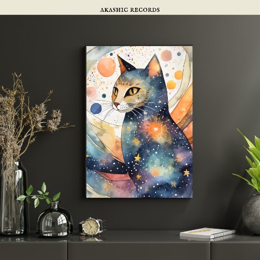 Poster Cosmic Black Cat Art Céleste Chat Magique Esprit