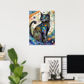 Poster Cosmic Black Cat Art Céleste Chat Magique Esprit (Bureau à domicile)