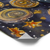 Poster Cosmic Black Cat Art Céleste Chat Magique Esprit (Coin)