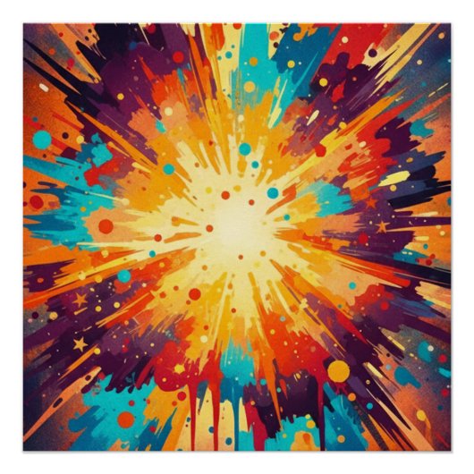 Poster Cosmic Burst Abstract Splatter Art (Devant)