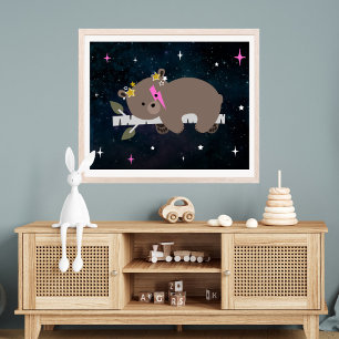 Poster Cosmic Cub Sleepy Wild One Rose Girl Nursery