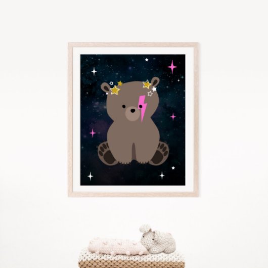 Poster Cosmic Cub Wild One Rose Girl Nursery