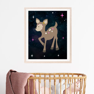 Poster Cosmic Deer Wild One Rose Girl Nursery