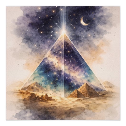 Poster Cosmic Egyptian Pyramid art, Ancient Egypt (Devant)