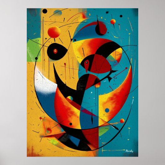 Poster Cosmic Orbit Abstraction in Teal & Tangerine  (Devant)