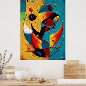Poster Cosmic Orbit Abstraction in Teal & Tangerine  (Cuisine)