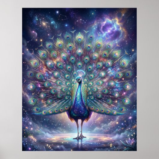 Poster Cosmic Peacock Galaxy Feathers (Devant)