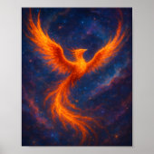 Poster Cosmic Phoenix Rising Fire Bird in Nebula Fantasy  (Devant)
