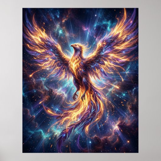 Poster Cosmic Phoenix Rising Flame (Devant)