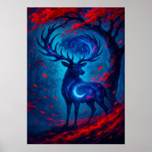Poster Cosmic Stag avec Galaxy Antlers Imaginaire