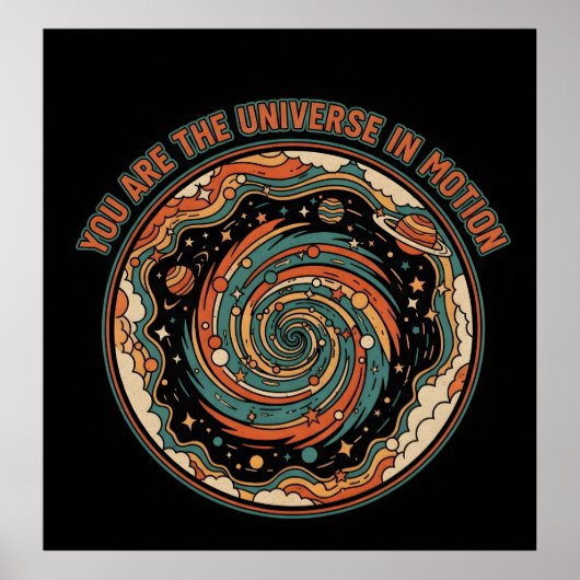 Poster Cosmic Universe In Motion - Retro Aesthetic Spirit (Devant)