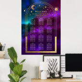 Poster Cosmic violet Turquoise or Sun Moon étoiles Mariag (Bureau à domicile)