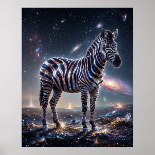 Poster Cosmic Zebra Starlight Plains (Devant)