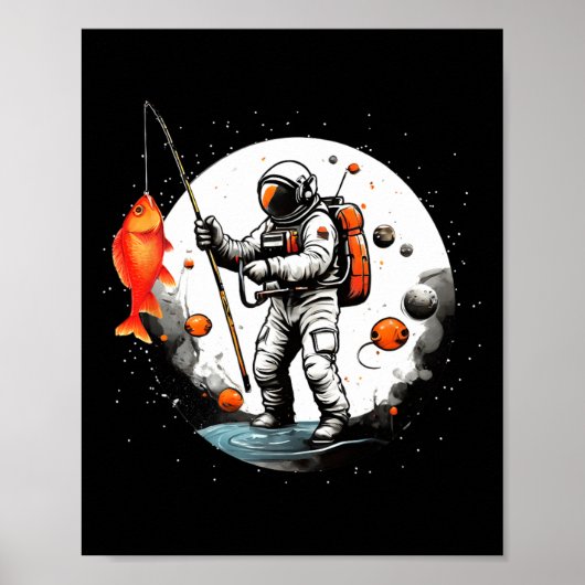 Poster Cosmonaute d'exploration spatiale Pêcheur spatial (Devant)