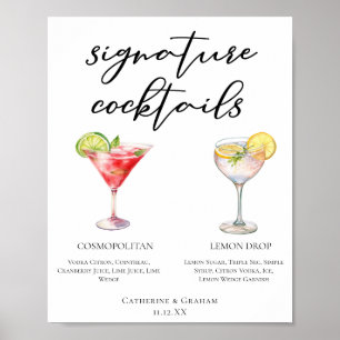 Poster Cosmopolite Lemon Drop Signature Cocktails Menu