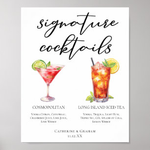Poster Cosmopolite Long Island Signature Cocktails Menu