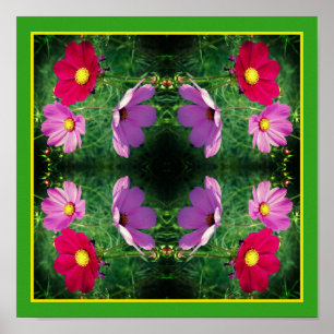 Poster Cosmos Flower Trio Mirror Abstrait