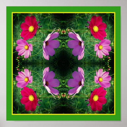 Poster Cosmos Flower Trio Mirror Abstrait (Devant)