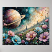 Poster Cosmos Futuriste Fleur et Espace (Devant)
