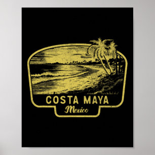 Poster Costa Maya Mexique Plage Surf Vintage Bleu Hommes