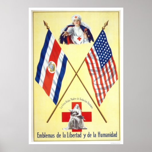 Poster Costa Rica - Emblèmes de liberté et d'humanité (Devant)