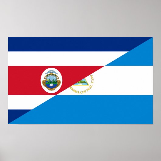 Poster costa rica nicaragua demi-drapeau symbole (Devant)