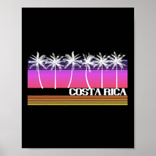 Poster Costa Rica Style Rétro Île de Plage Coucher de Sol