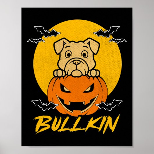 Poster Costume Citrouille Halloween Fun Bulldog Halloween (Devant)