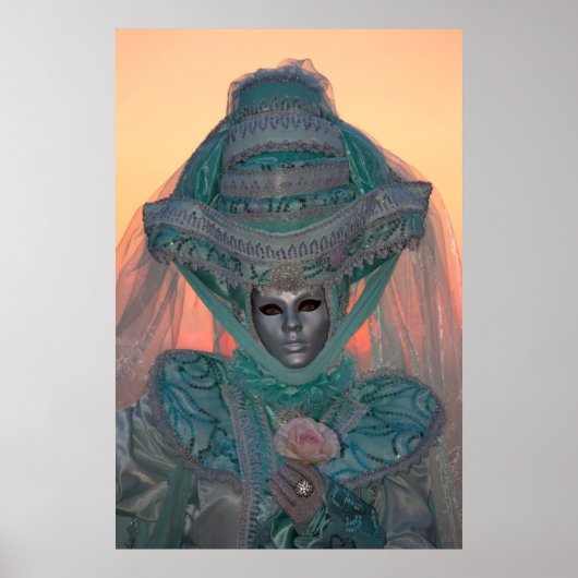 Poster Costume de Carnaval Bleu, Venise (Devant)