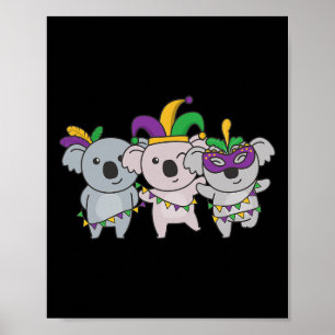 Poster Costume de carnaval Mardi Gras Koala