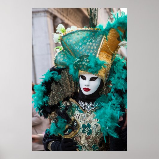 Poster Costume de carnaval sarcelle, Venise (Devant)