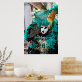 Poster Costume de Carnaval turquoise, Venise (Cuisine)