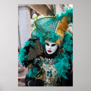 Poster Costume de Carnaval turquoise, Venise
