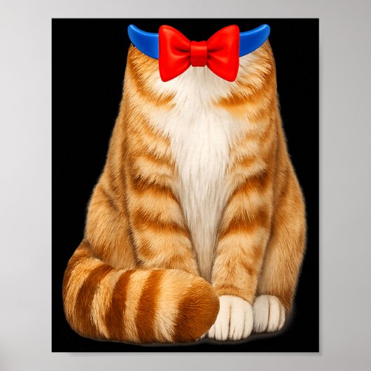 Poster Costume de chat orange nœud papillon tabby mignon (Devant)